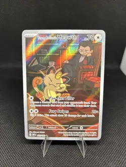 2025 Team Rocket's Meowth 203/182 Sv10: Pokemon Destined Rivals Holo TCG - Image 1