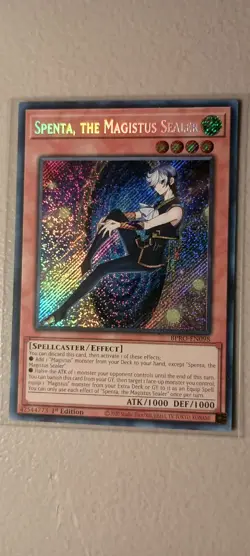Yugioh Spenta, the Magistus Sealer BPRO-EN098 1st Edition Secret Rare NM In Hand - Image 1