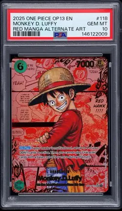 ENGLISH ONE PIECE CARRYING ON HIS WILL RED MANGA ALT ART MONKEY D. LUFFY PSA 10 - Image 1