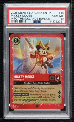 2024 Disney Lorcana - P2 Promos Foil Mickey Mouse Pirate Captain PSA 10 GEM MT - Image 1