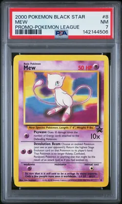 2000 POKEMON PROMO BLACK STAR POKEMON LEAGUE #8 MEW PSA 7 - Image 1
