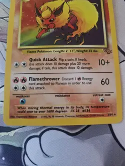 Pokemon Card Flareon 3/64 Holo Rare Jungle Set WOTC Light Play - Image 4