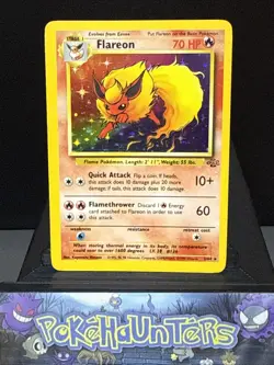 Pokemon Card Flareon 3/64 Unlimited Holo Rare Jungle Set WOTC Light Play - Image 1