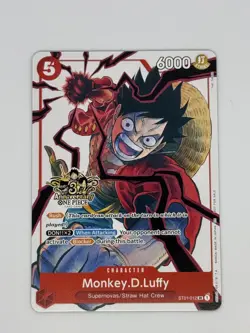 Monkey D. Luffy RARE 3RD ANNIVERSARY PROMO ALT ART ST01-012 ONE PIECE NON-FOIL - Image 3