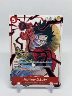 Monkey D. Luffy RARE 3RD ANNIVERSARY PROMO ALT ART ST01-012 ONE PIECE NON-FOIL - Image 1