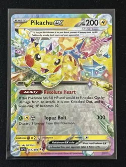 Pokemon TCG Surging Sparks Pikachu EX Double Rare Holo Card 057/191 - Image 1