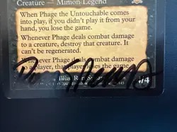 Autographed Phage the Untouchable LP Legions LGN Magic the Gathering MTG - Image 3