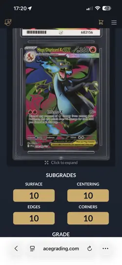 ACE Perfect 10 Mega Charizard X EX Ultra Rare Phantasmal Flames #109 Pokemon TCG - Image 3