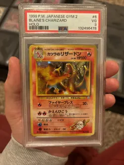 1999 Blains Charizard 006 Pokemon Japanese Gym 2 PSA 3 - Image 1