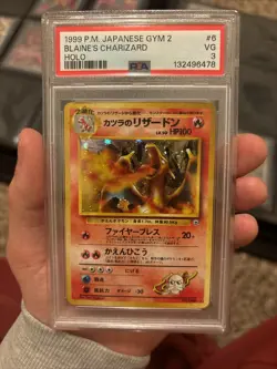 1999 Blains Charizard 006 Pokemon Japanese Gym 2 PSA 3 - Image 2