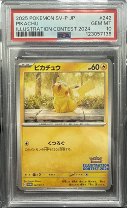 2025 Pokemon Japanese 2024 Illustration Contest Promo Pikachu #242/SV-P PSA 10 - Image 1
