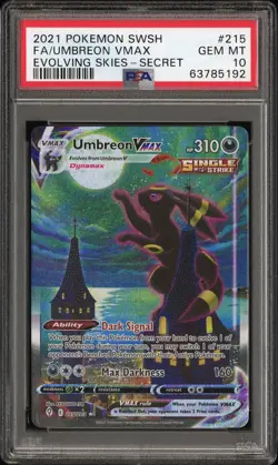 UMBREON VMAX 215/203 PSA 10 EVOLVING SKIES ALTERNATE ART POKEMON CARD ENGLISH - Image 1