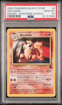 PSA 10 Arcanine 6 WOTC Black Star League Promo Pokemon Card - Image 1