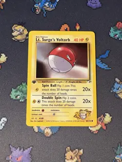 Pokemon Card Lt. Surge’s Voltorb 84/132 Gym Heroes FIRST EDITION - (NM) - Image 1