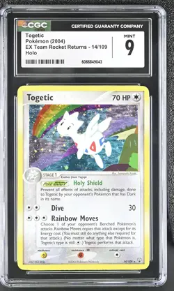 CGC 9 MINT Togetic 2004 EX Team Rocket Returns 14/109 Holo Pokemon Card - Image 1