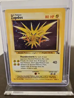 Zapdos Fossil 15/62 Holo Rare 80 HP Pokemon Card Wizards of the Coast Unlimited - Image 1