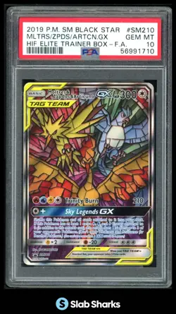 2019 POKEMON SM BLACK STAR PROMOS MOLTRES ZAPDOS ARTICUNO GX TAG TEAM FA PSA 10 - Image 1