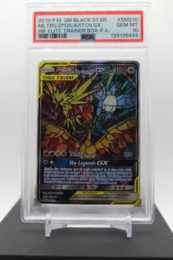 PSA 10 - MOLTRES & ZAPDOS & ARTICUNO GX FA SM210 - 2019 POKEMON BLACK STAR PROMO - Image 1