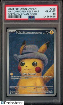 Pokemon Pikachu with Grey Felt Hat Van Gogh 085 Promo PSA 10 Graded GEM MINT - Image 1