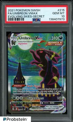 2021 Pokemon SWSH Evolving Skies Secret #215 FA Umbreon VMAX PSA 10 GEM MINT - Image 4