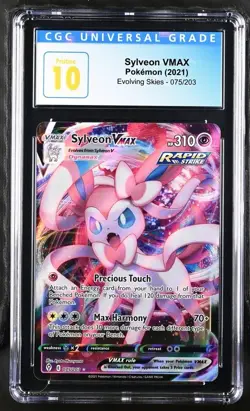 Pokemon English CGC PRISTINE 10 Sylveon VMAX 2021 075/203 Evolving Skies Pop 92 - Image 1