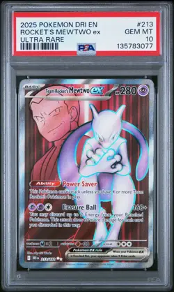 2025 Pokemon Dri En-Destined Rivals #213 Rocket'S Mewtwo Ex Ultra Rare PSA 10 - Image 1