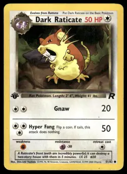 Pokemon TCG Team Rocket #51/82 Dark Raticate 1st Edition LP - Image 1