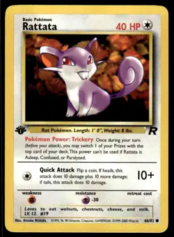 Pokemon TCG Team Rocket #66/82 Rattata 1st Edition LP - Image 1