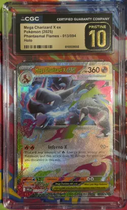 CGC 10 Pristine - Mega Charizard X ex 013/094 Pokemon Phantasmal Flames English - Image 1