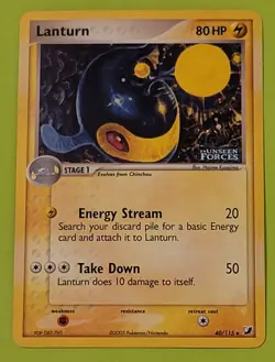 Pokemon TCG Lanturn EX Unseen Forces 40/115 Reverse Holo Uncommon - Image 1