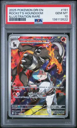 2025 POKEMON DESTINED RIVALS ILLUSTRATION RARE TEAM ROCKET'S HOUNDOOM PSA 10 - Image 1