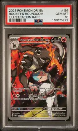 2025 POKEMON DESTINED RIVALS ILLUSTRATION RARE TEAM ROCKET'S HOUNDOOM PSA 10 - Image 1