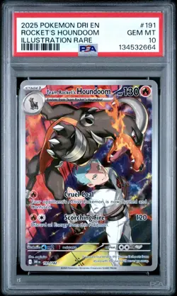 2025 Pokemon Destined Rivals En Rocket's Houndoom Illustration Rare #191 PSA 10 - Image 1