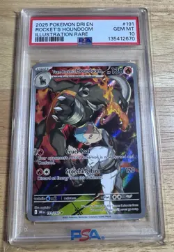 2025 Pokemon Destined Rivals Rocket’s Houndoom Illustration Rare #191 PSA 10 - Image 1