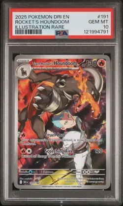 PSA 10 2025 Pokemon Destined Rivals Rocket’s Houndoom Illustration Rare #191 - Image 1