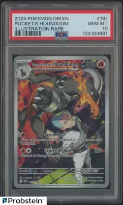 2025 Pokemon Destined Rivals Rocket’s Houndoom Illustration Rare #191 PSA 10 - Image 1