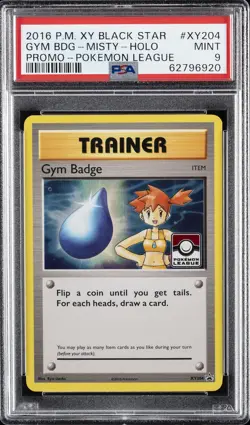 2016 POKEMON XY BLACK STAR PROMO POKEMON LEAGUE GYM BADGE-MISTY-HOLO PSA 9 - Image 1