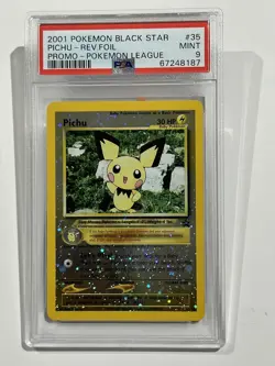2001 Pokemon League Black Star Promo - Pikachu Rev.Foil #35 PSA 9 Mint - Image 1