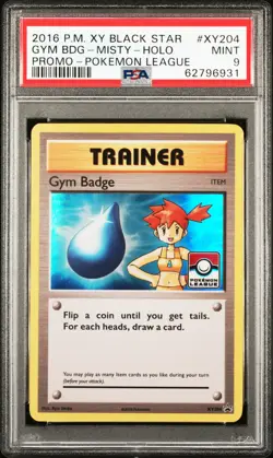 2016 POKEMON XY BLACK STAR PROMO POKEMON LEAGUE GYM BADGE-MISTY-HOLO PSA 9 - Image 1