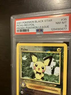 Pichu Pokemon League PROMO Black Star Reverse Foil - PSA NM-MT 8 - Image 4