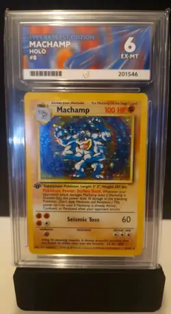 1999 POKEMON GAME #8 MACHAMP-HOLO 1ST EDITION ACE 6 EX-MT - Image 1