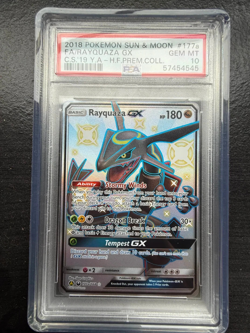 2018 POKEMON SUN & MOON CELESTIAL STORM #177A FULL ART/RAYQUAZA GX PSA 10 - Image 1