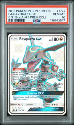2018 POKEMON SUN & MOON CELESTIAL STORM #177A FULL ART/RAYQUAZA GX PSA 10 - Image 1