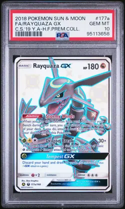 2018 POKEMON SUN & MOON CELESTIAL STORM #177A FULL ART/RAYQUAZA GX PSA 10 - Image 1