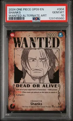 One Piece Shanks Wanted Poster OP09-004 Emperors in the New World PSA 10 English - Image 1