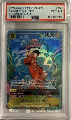 One Piece Monkey.D.Luffy OP07-109 Treasure Rare PSA 10 Gem English Edition - Image 3
