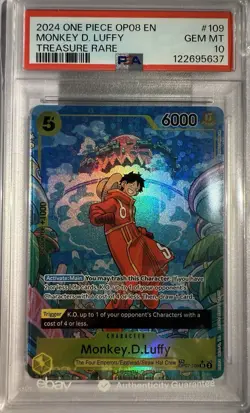 One Piece Monkey.D.Luffy OP07-109 Treasure Rare PSA 10 Gem English Edition - Image 4