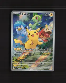 Pikachu SVP 027 Scarlet & Violet Full Art Black Star Promo Holo Pokemon Card LP+ - Image 1