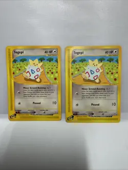 (Lot of 2) Togepi 114/147 Pokemon Card Aquapolis 2002 Regular Vintage LP & MP - Image 1