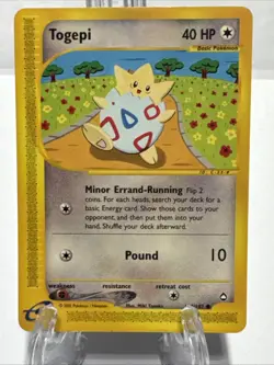 (Lot of 2) Togepi 114/147 Pokemon Card Aquapolis 2002 Regular Vintage LP & MP - Image 5